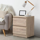 Natural Bedside Table Nightstand with 2 Drawers