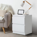 White Bedside Table Nightstand with 2 Drawers