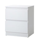 White Bedside Table Nightstand with 2 Drawers