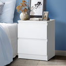 White Bedside Table Nightstand with 2 Drawers
