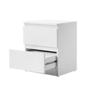 White Bedside Table Nightstand with 2 Drawers