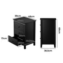 Black Hamptons Furniture Bedside Table with 3 Drawers