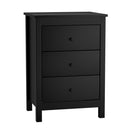 Black Hamptons Furniture Bedside Table with 3 Drawers