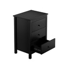 Black Hamptons Furniture Bedside Table with 3 Drawers