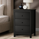 Black Hamptons Furniture Bedside Table with 3 Drawers