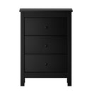 Black Hamptons Furniture Bedside Table with 3 Drawers