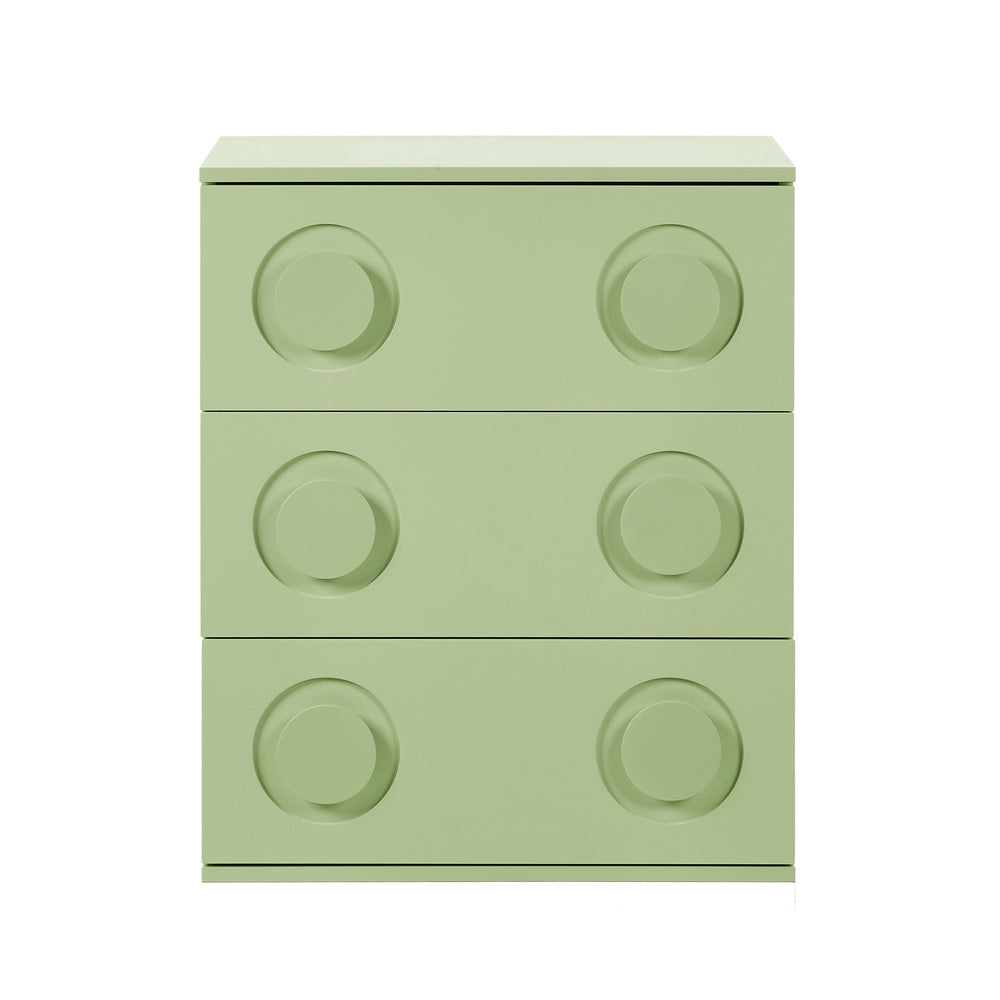 Green Bedroom Chest of Drawers Cabinet Dresser with 3 Drawers