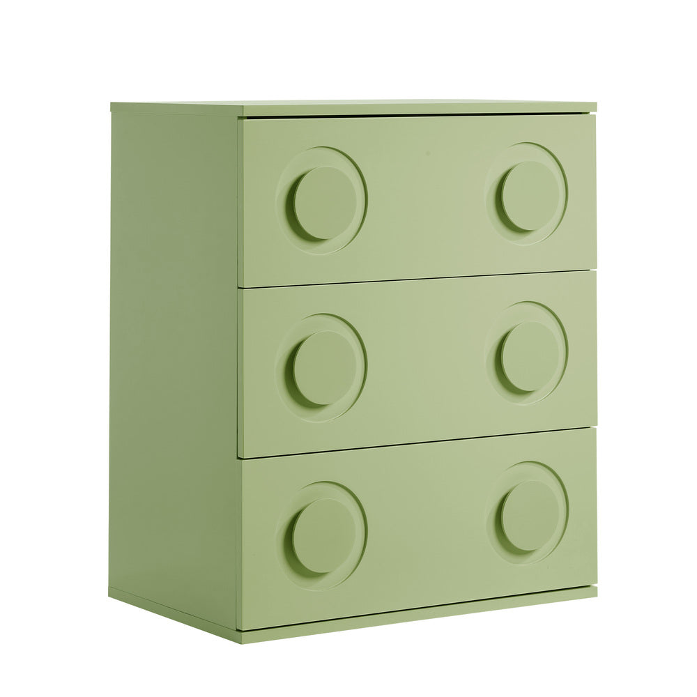 Green Bedroom Chest of Drawers Cabinet Dresser with 3 Drawers