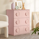 Pink Bedroom Chest of Drawers Cabinet Dresser with 3 Drawers
