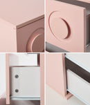 Pink Bedroom Chest of Drawers Cabinet Dresser with 3 Drawers