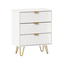 White Dresser Storage Cabinet with 3 Drawers and Gold Handles