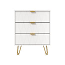 White Dresser Storage Cabinet with 3 Drawers and Gold Handles