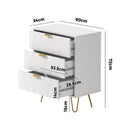 White Dresser Storage Cabinet with 3 Drawers and Gold Handles