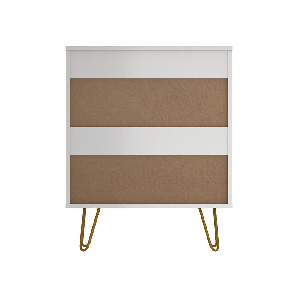 White Dresser Storage Cabinet with 3 Drawers and Gold Handles