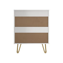 White Dresser Storage Cabinet with 3 Drawers and Gold Handles