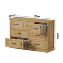 Natural Tallboy Bedside Dresser with 7 Drawers Storage