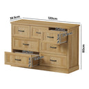 Natural Tallboy Bedside Dresser with 7 Drawers Storage