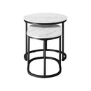 Set of 2 Black Marble Look Round and Oval Nesting Coffee Tables
