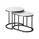 Set of 2 Black Marble Look Round and Oval Nesting Coffee Tables