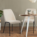 Set of 2 Beige Chenille Fabric Dining Chairs with Padded Seat