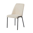 Set of 2 Beige Chenille Fabric Dining Chairs with Padded Seat