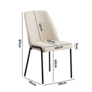Set of 2 Beige Chenille Fabric Dining Chairs with Padded Seat
