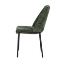 Set of 2 Green Chenille Fabric Dining Chairs with Padded Seat