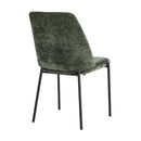 Set of 2 Green Chenille Fabric Dining Chairs with Padded Seat