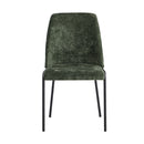 Set of 2 Green Chenille Fabric Dining Chairs with Padded Seat