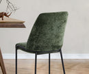 Set of 2 Green Chenille Fabric Dining Chairs with Padded Seat