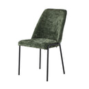 Set of 2 Green Chenille Fabric Dining Chairs with Padded Seat