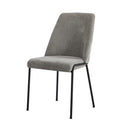 Set of 2 Grey Chenille Fabric Dining Chairs with Padded Seat