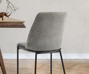 Set of 2 Grey Chenille Fabric Dining Chairs with Padded Seat