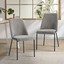 Set of 2 Grey Chenille Fabric Dining Chairs with Padded Seat