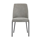 Set of 2 Grey Chenille Fabric Dining Chairs with Padded Seat