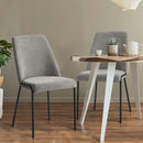 Set of 2 Grey Chenille Fabric Dining Chairs with Padded Seat