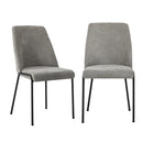 Set of 2 Grey Chenille Fabric Dining Chairs with Padded Seat