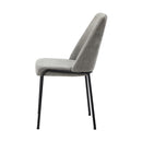 Set of 2 Grey Chenille Fabric Dining Chairs with Padded Seat