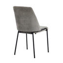 Set of 2 Grey Chenille Fabric Dining Chairs with Padded Seat