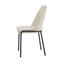 Set of 2 Beige Chenille Fabric Dining Chairs with Padded Seat