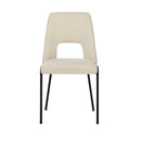 Set of 2 Beige Chenille Fabric Dining Chairs with Padded Seat