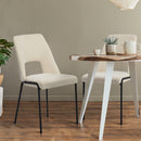 Set of 2 Beige Chenille Fabric Dining Chairs with Padded Seat