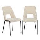 Set of 2 Beige Chenille Fabric Dining Chairs with Padded Seat