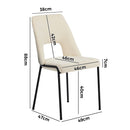Set of 2 Beige Chenille Fabric Dining Chairs with Padded Seat