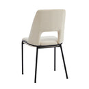 Set of 2 Beige Chenille Fabric Dining Chairs with Padded Seat