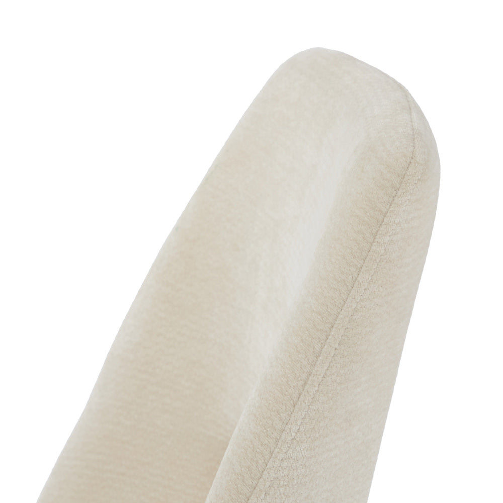 Set of 2 Beige Chenille Fabric Dining Chairs with Padded Seat