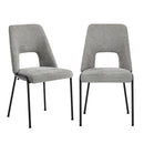 Set of 2 Grey Chenille Fabric Dining Chairs with Padded Seat