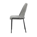 Set of 2 Grey Chenille Fabric Dining Chairs with Padded Seat