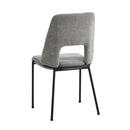 Set of 2 Grey Chenille Fabric Dining Chairs with Padded Seat
