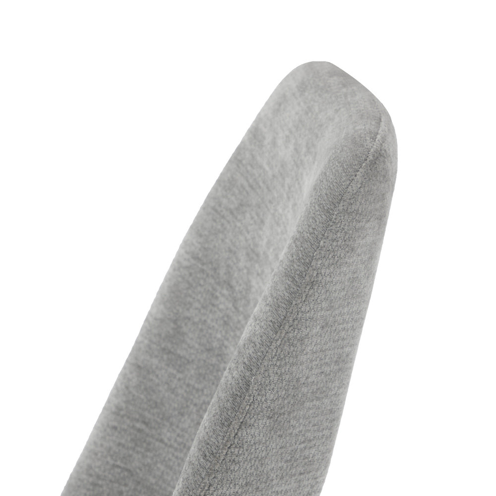 Set of 2 Grey Chenille Fabric Dining Chairs with Padded Seat